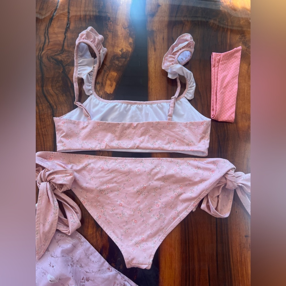 Love Shack Fancy Swim size small women’s guava palm bikini set gently loved - Picture 2 of 16